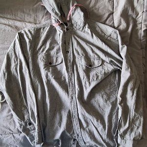 Mens Lightweight Button Down Casual with Hood !!